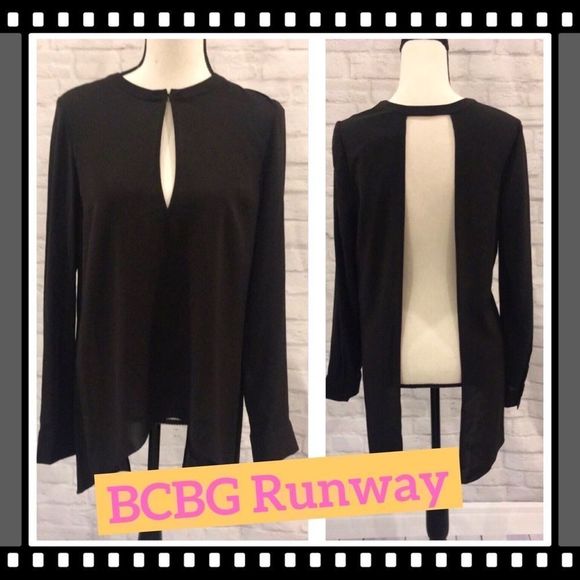 BCBGMaxAzria Tops - NWT, BCBG Runway Open Back, Long-Sleeved Blouse in Black - Sample Size S